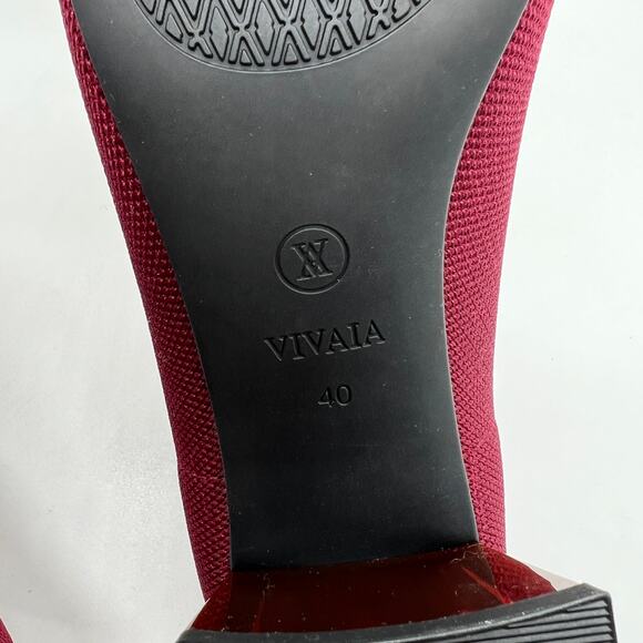 VIVAIA Aria Pointed Toe Block Heel Pump Womens 40 Bordeaux Burgundy Lucite Heel - Picture 7 of 11